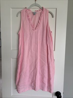 Tommy Bahama Soft Pink Sleeveless Dress with Frayed Trim